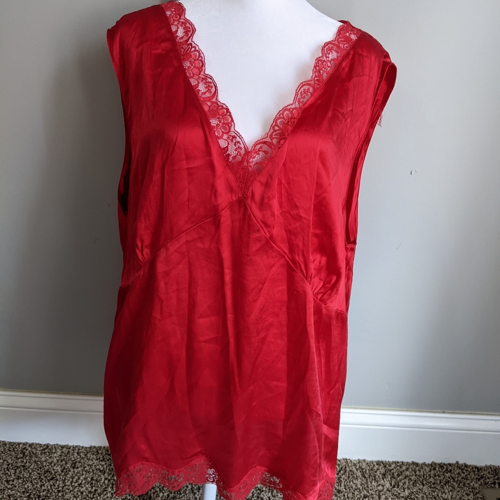 Style & Co red silk sleeveless blouse 24W
